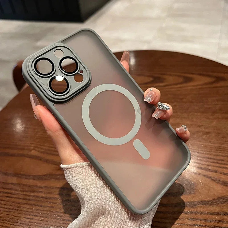 Matte Translucent Magnetic Case For IPhone 17 Air 16 14 13 15 12 11 Pro Max Plus Magsafe Wireless Charge Armor Shockproof Cover
