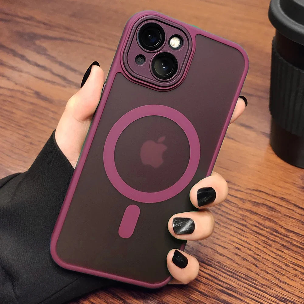 Matte Translucent Magnetic Case For IPhone 17 Air 16 14 13 15 12 11 Pro Max Plus Magsafe Wireless Charge Armor Shockproof Cover