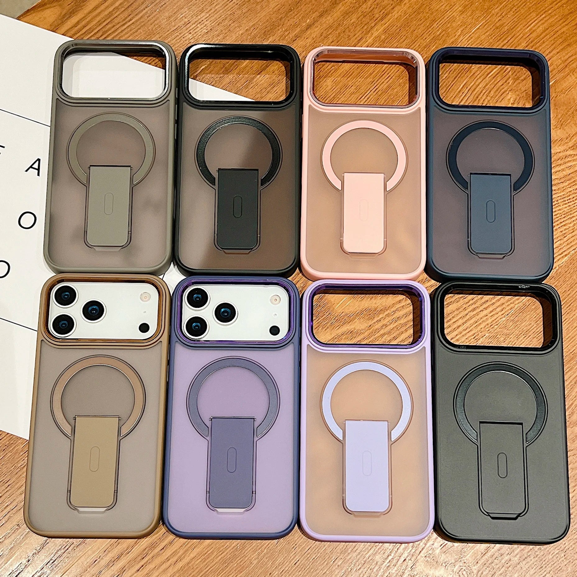 Magnetic Kickstand Matte Case for iPhone 14–17 Series
