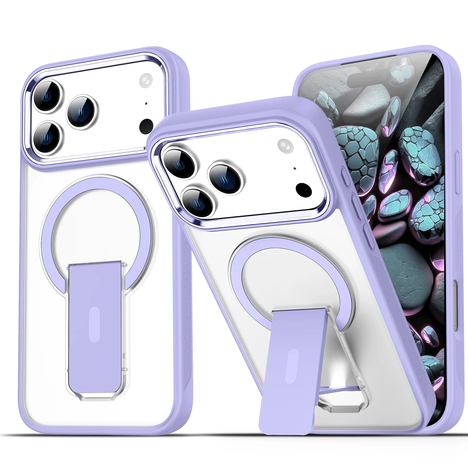 Luxury Folding Stand Matte Magnetic Phone Case for iPhone 17 Air 16 E 15 14 13 12 11 Pro Max Plus for Magsafe Shockproof Cover