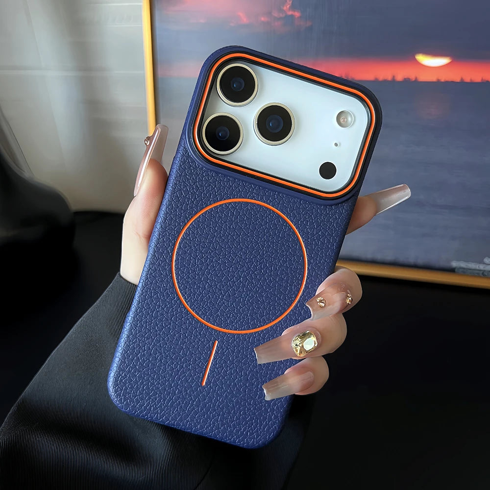Leather Texture MagSafe Case for iPhone