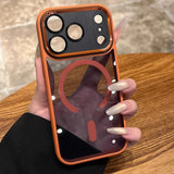 Transparent for Magsafe Phone Case for iPhone 17 Pro Max Air 16 15 14 13 12 11 Plus Compatible Orange 17 Air Hard Acrylic Cover