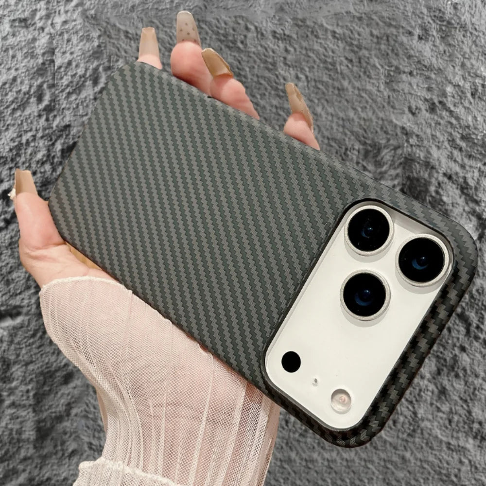 Matte Carbon Fibre for Magsafe Case for iPhone 17 Air 16 15 14 Plus 13 12 Pro Max 17Pro Wireless Charge Skin Glossy Armor Cover