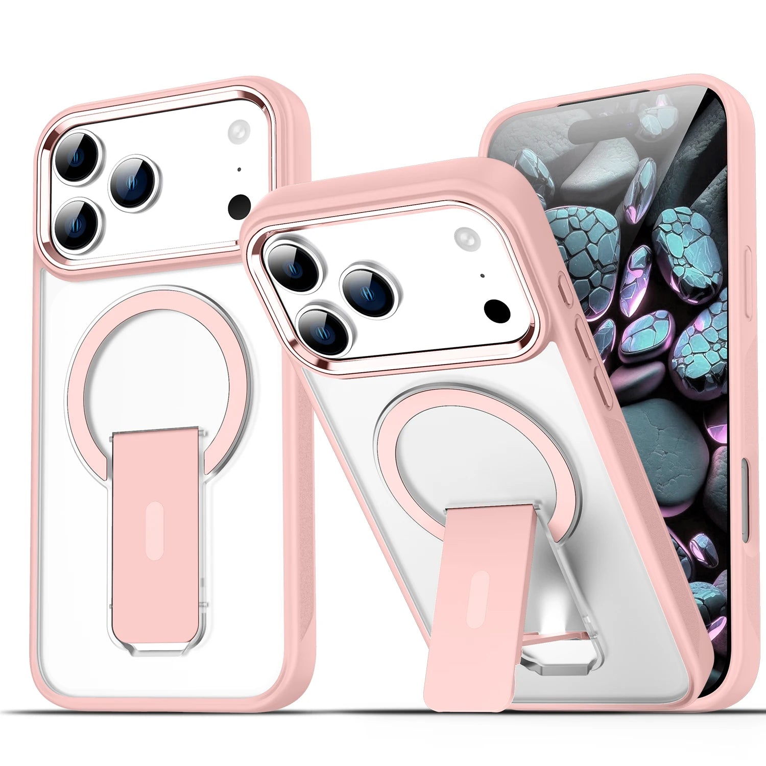 Luxury Folding Stand Matte Magnetic Phone Case for iPhone 17 Air 16 E 15 14 13 12 11 Pro Max Plus for Magsafe Shockproof Cover