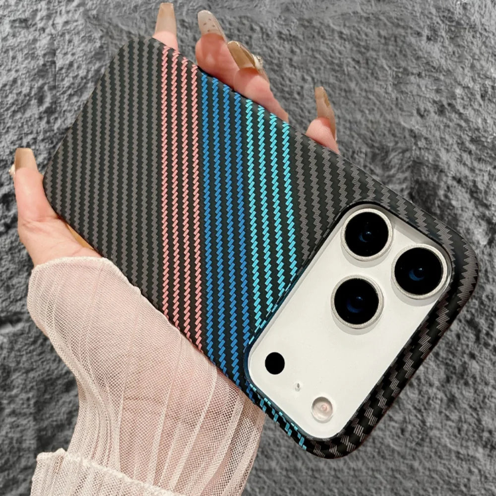 Matte Carbon Fibre for Magsafe Case for iPhone 17 Air 16 15 14 Plus 13 12 Pro Max 17Pro Wireless Charge Skin Glossy Armor Cover
