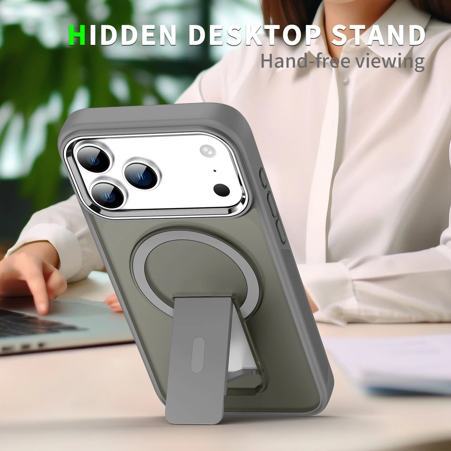 Luxury Folding Stand Matte Magnetic Phone Case for iPhone 17 Air 16 E 15 14 13 12 11 Pro Max Plus for Magsafe Shockproof Cover