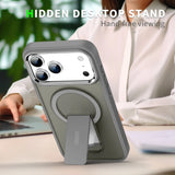 Luxury Folding Stand Matte Magnetic Phone Case for iPhone 17 Air 16 E 15 14 13 12 11 Pro Max Plus for Magsafe Shockproof Cover