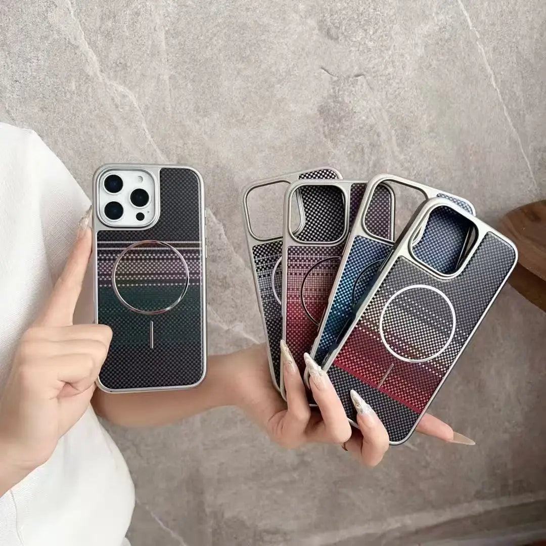 Carbon Fiber Magnetic Armor Case for iPhone 14–17 Series