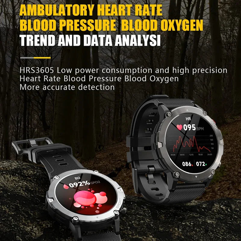 Military C21 Smart Watch Men Bluetooth Call Fitness Tracker 5ATM Waterproof Sport Wrist Smartwatch for iPhone Android Phone 2024