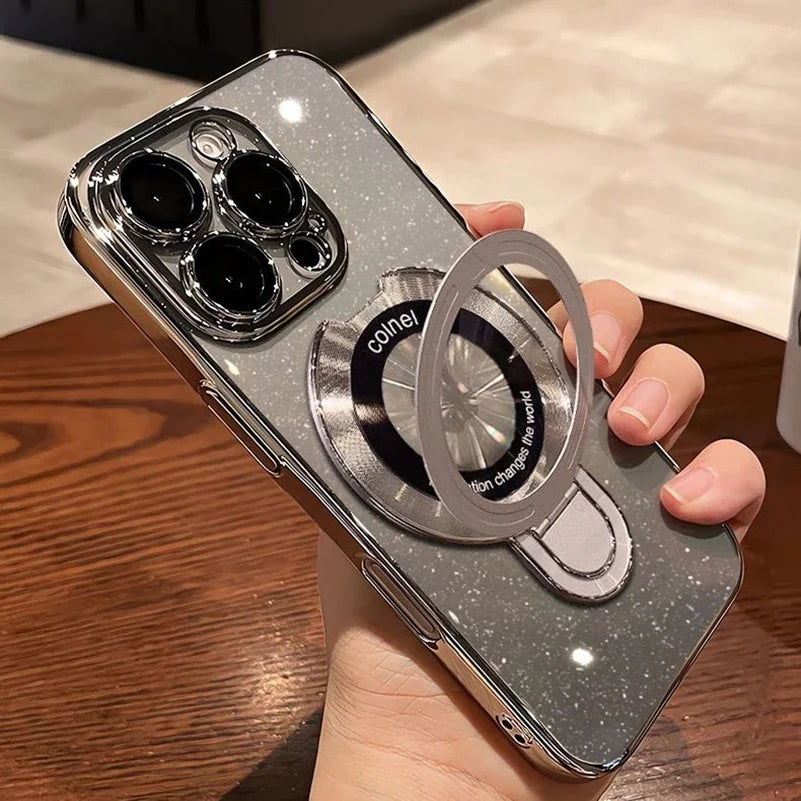 Glitter Magnetic Stand Case For iPhone