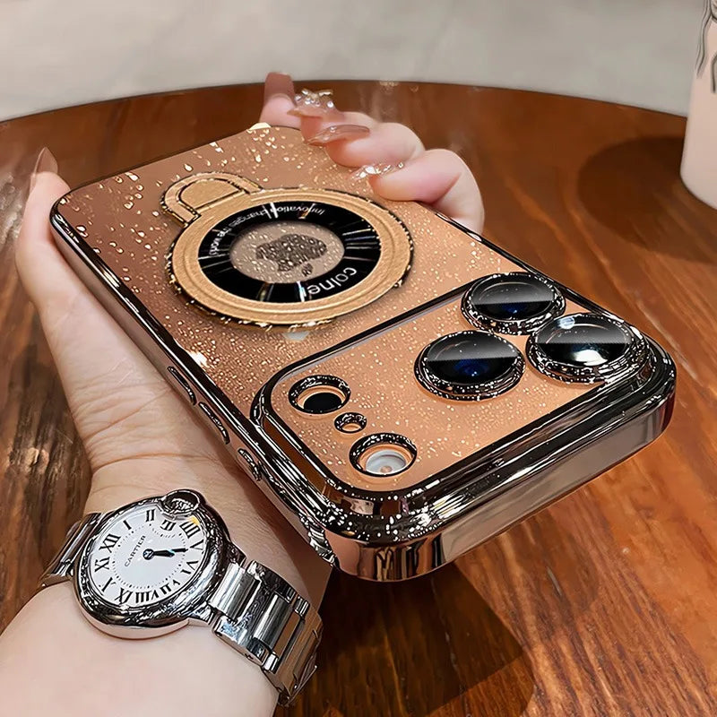 Glitter Magnetic Stand Case For iPhone