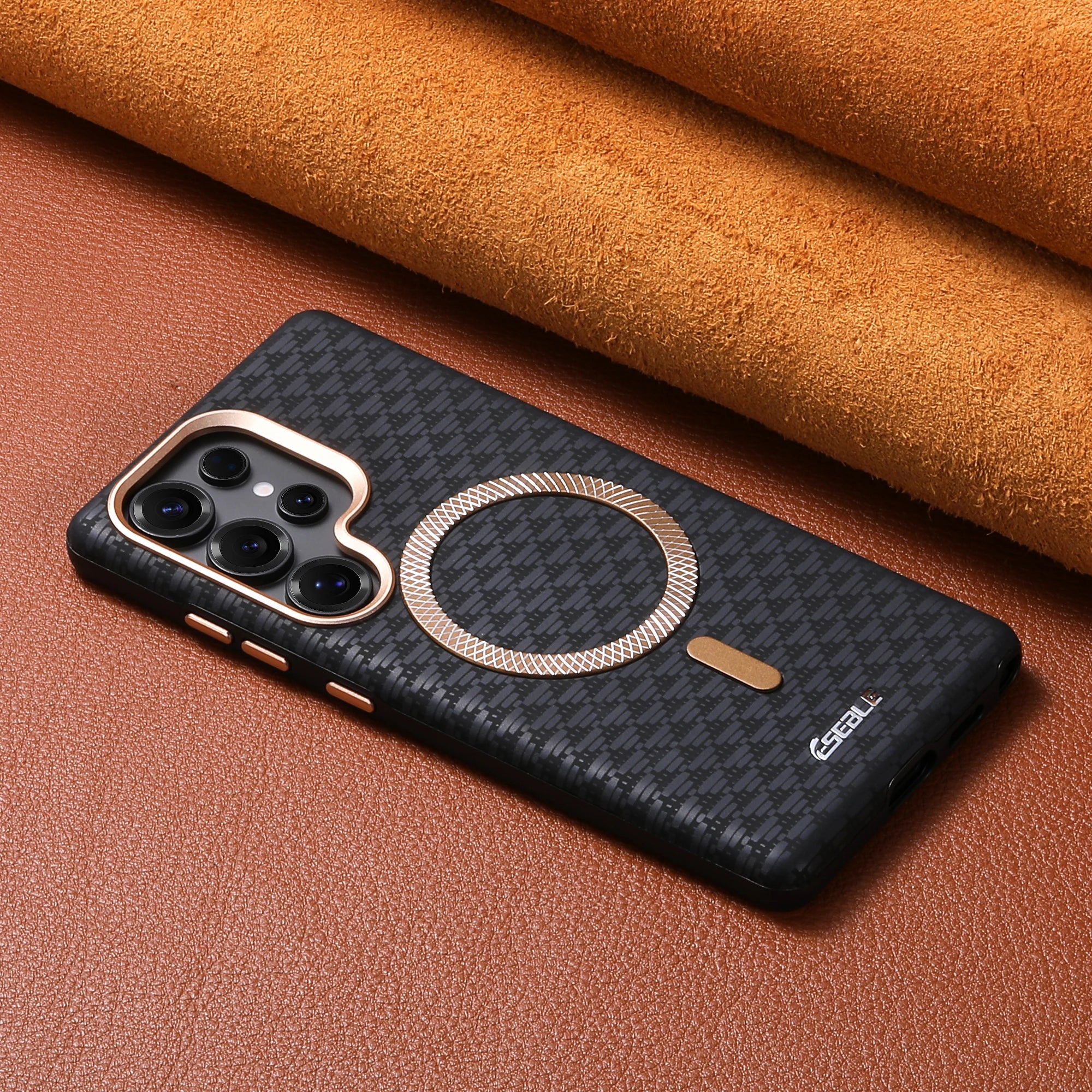 Luxury Magnetic Leather Magsafe Phone Case For Samsung Galaxy S25 S24 Ultra Plus Wireless Charging Alloy Lens Shockproof Cover