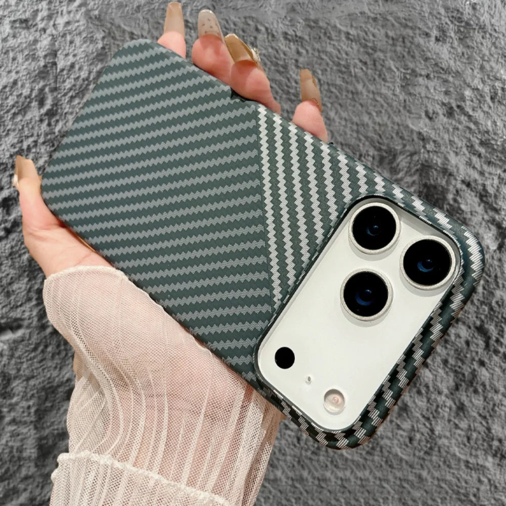 Matte Carbon Fibre for Magsafe Case for iPhone 17 Air 16 15 14 Plus 13 12 Pro Max 17Pro Wireless Charge Skin Glossy Armor Cover