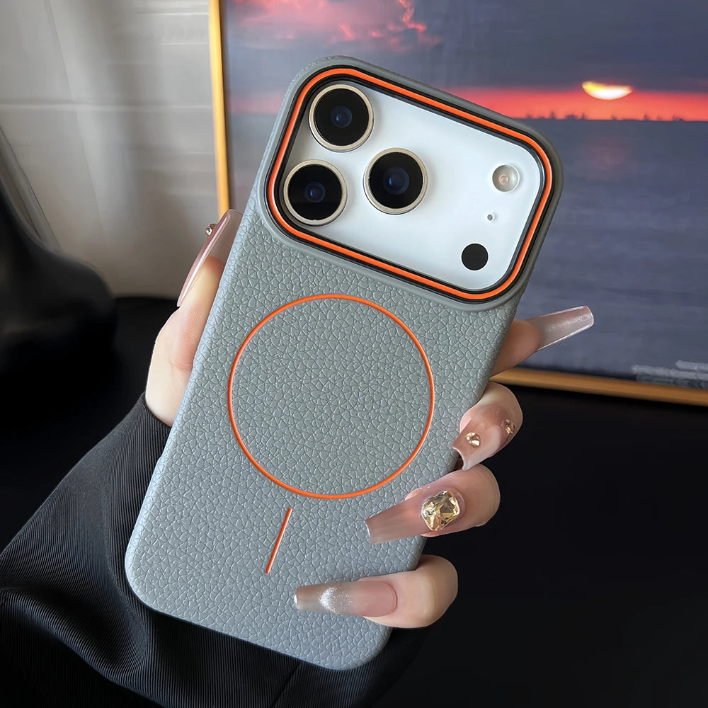 Leather Texture MagSafe Case for iPhone
