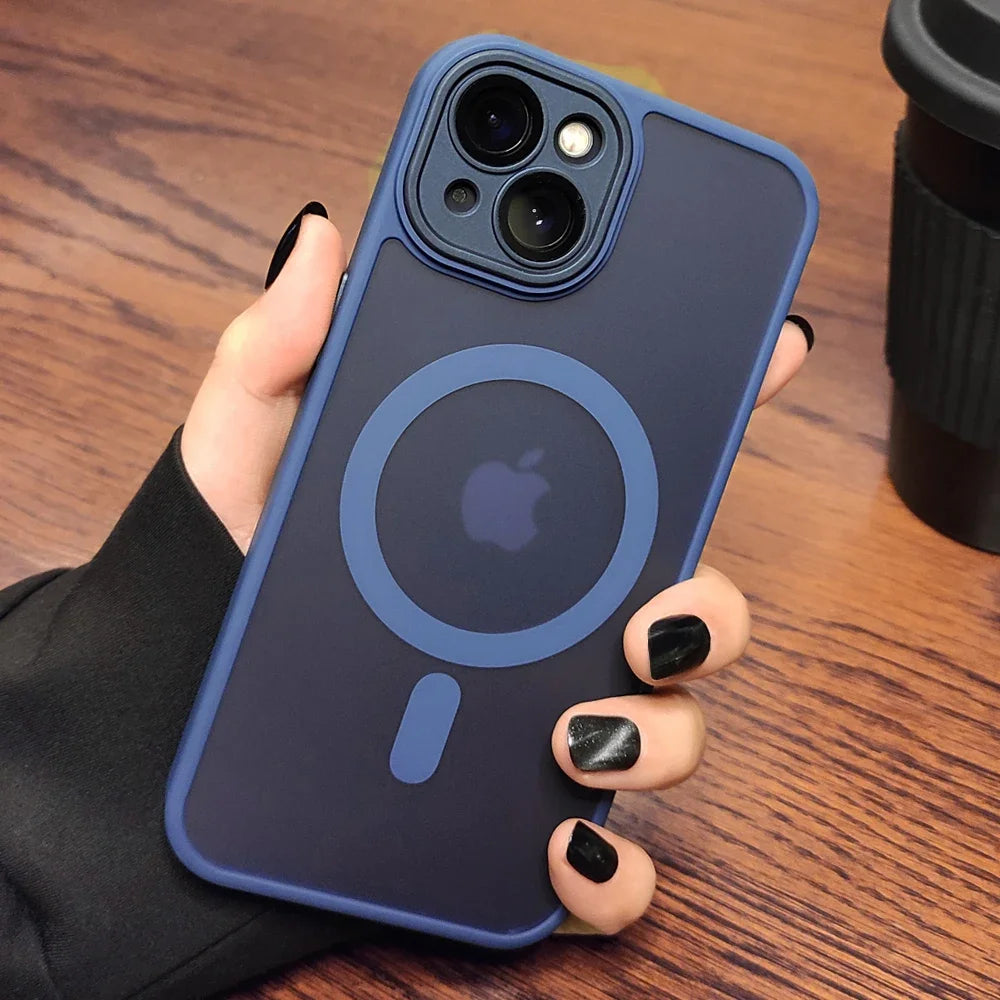 Matte Translucent Magnetic Case For IPhone 17 Air 16 14 13 15 12 11 Pro Max Plus Magsafe Wireless Charge Armor Shockproof Cover