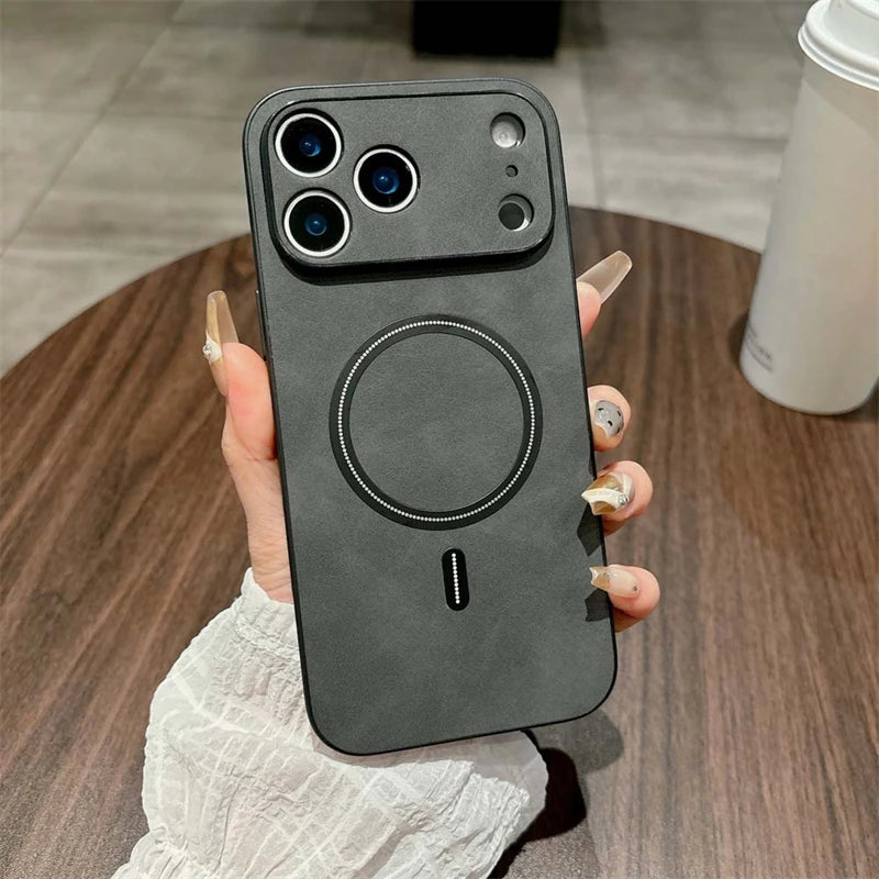 Magsafe Leather Shockproof Case for iPhone 11–17 Pro Max/Plus/Air/16e