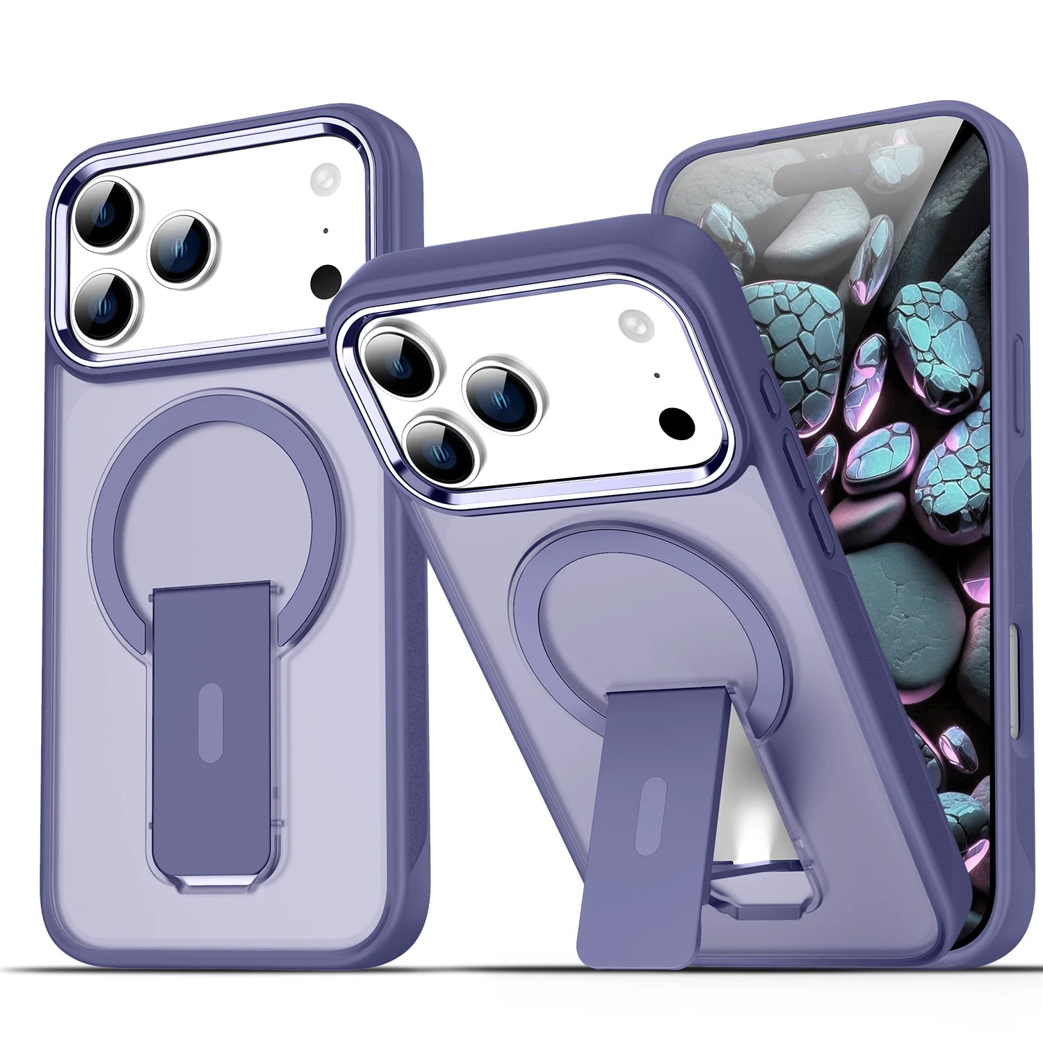Luxury Folding Stand Matte Magnetic Phone Case for iPhone 17 Air 16 E 15 14 13 12 11 Pro Max Plus for Magsafe Shockproof Cover