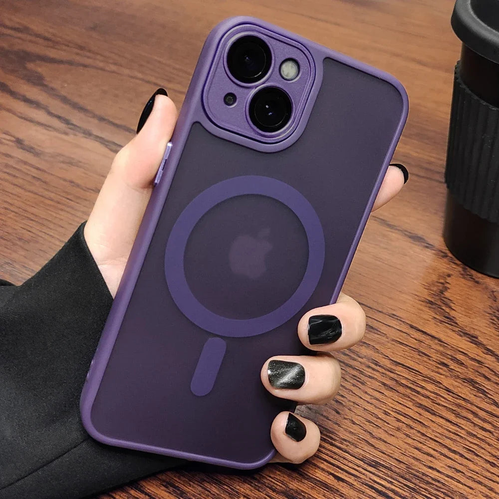 Matte Translucent Magnetic Case For IPhone 17 Air 16 14 13 15 12 11 Pro Max Plus Magsafe Wireless Charge Armor Shockproof Cover