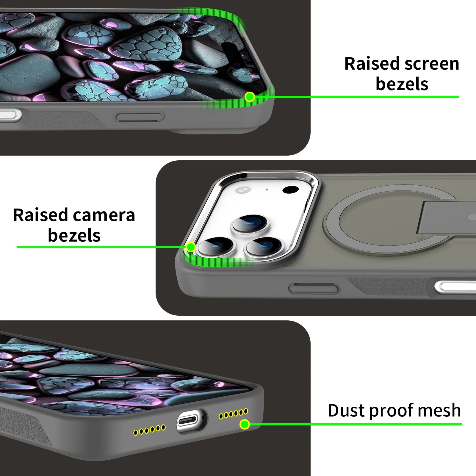 Luxury Folding Stand Matte Magnetic Phone Case for iPhone 17 Air 16 E 15 14 13 12 11 Pro Max Plus for Magsafe Shockproof Cover