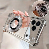 Premium Transparent Magnetic TPU Cover for iPhone 17 16 15 14 13 12 11 Pro Max 16 Plus 17 Air With Ring Stand Plated Clear Case