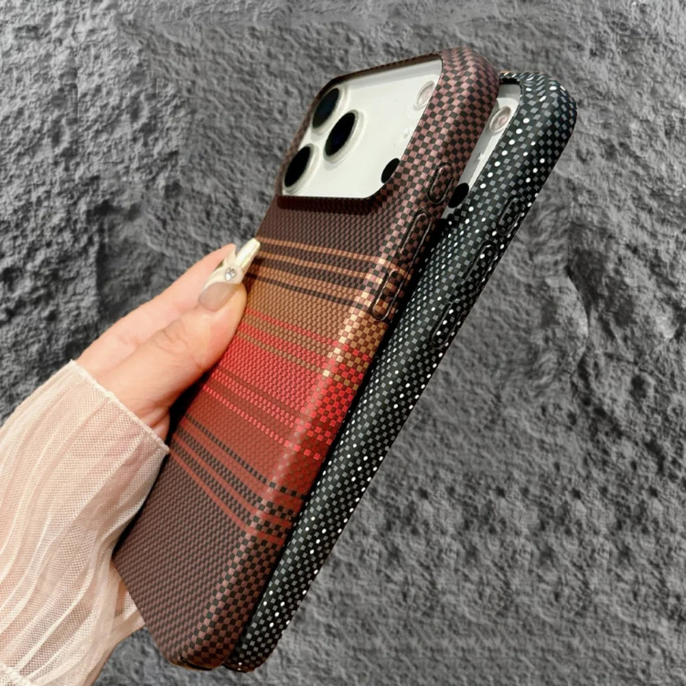 Matte Carbon Fibre for Magsafe Case for iPhone 17 Air 16 15 14 Plus 13 12 Pro Max 17Pro Wireless Charge Skin Glossy Armor Cover