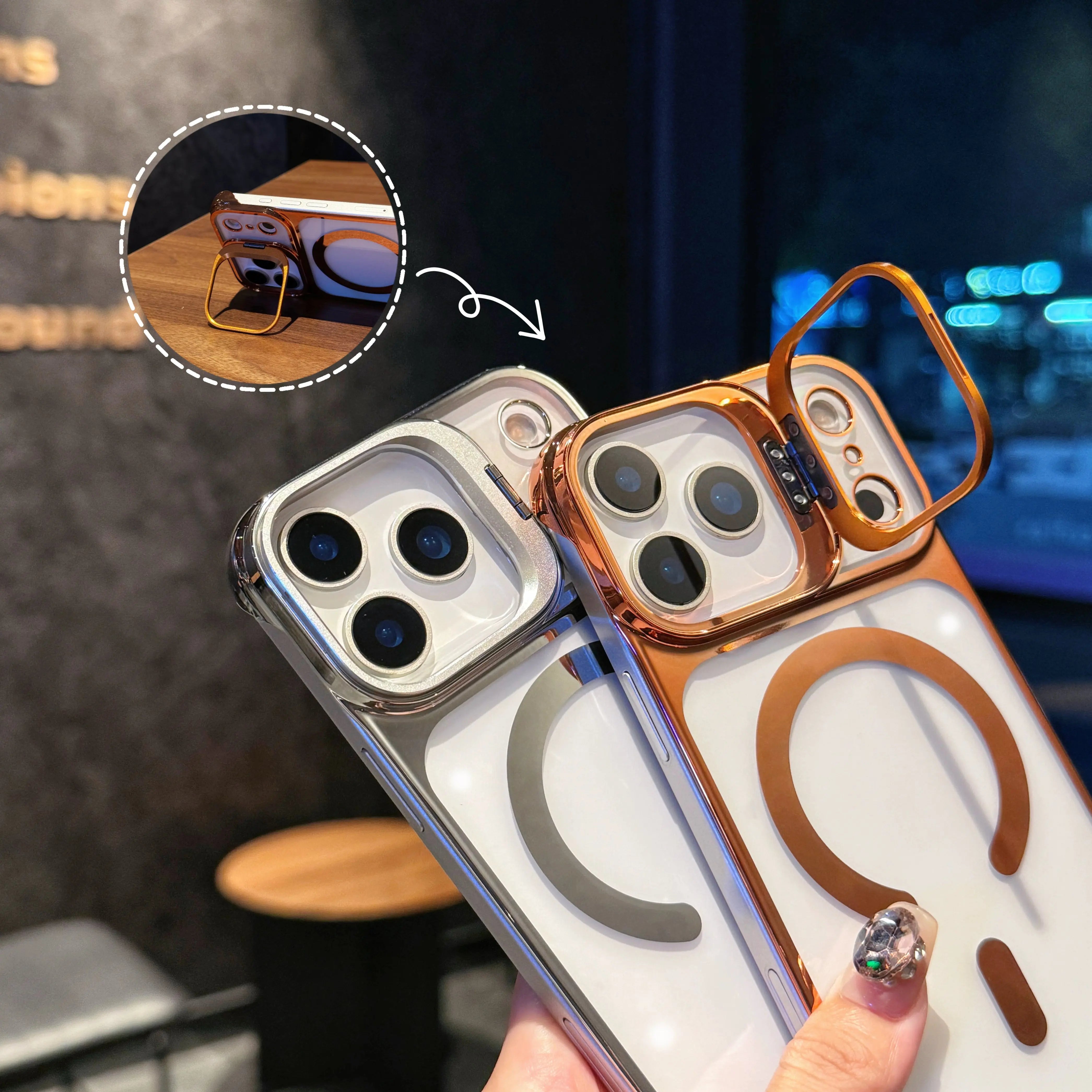 Invisible Magnetic Stand Clear Case for iPhone (13–17 Series)