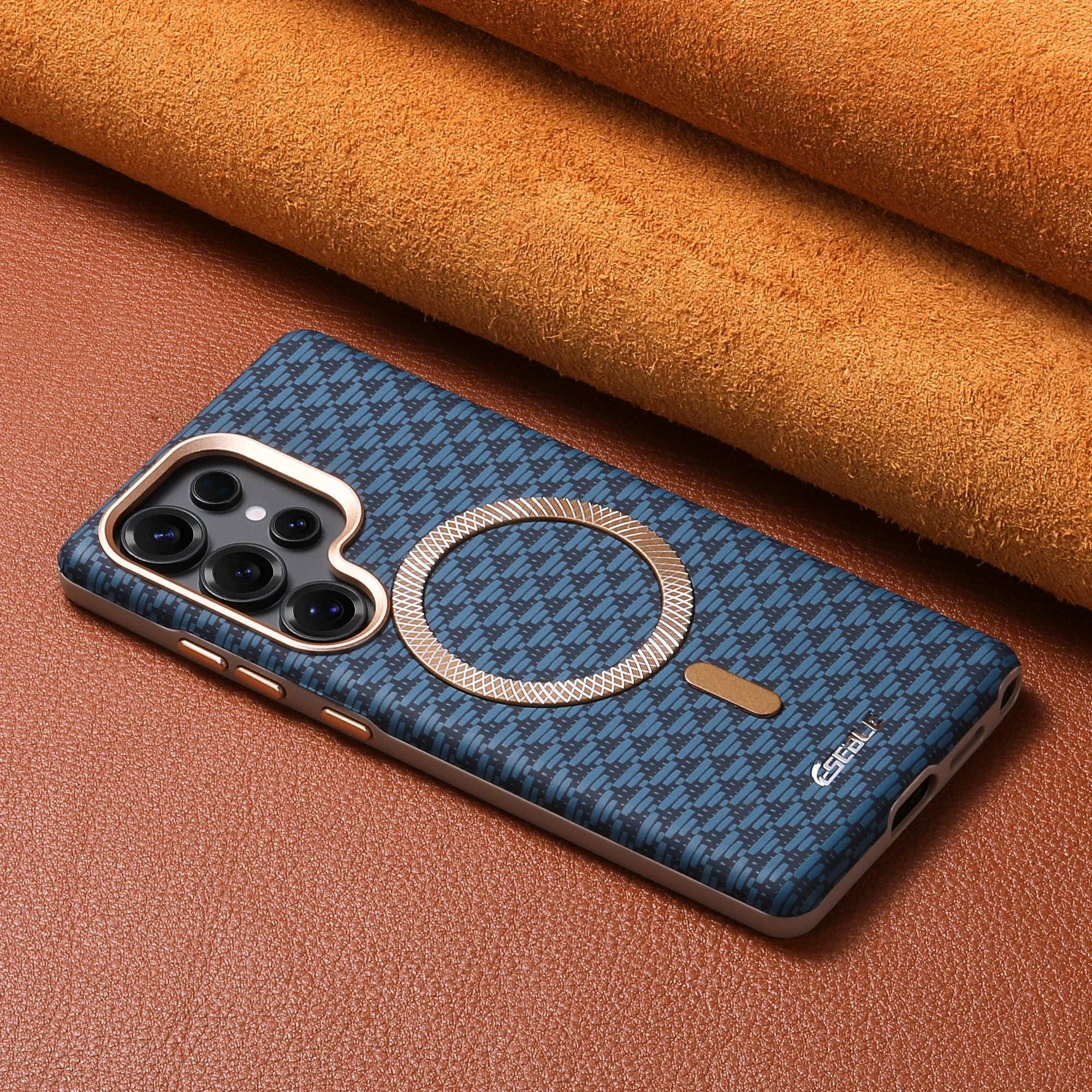 Luxury Magnetic Leather Magsafe Phone Case For Samsung Galaxy S25 S24 Ultra Plus Wireless Charging Alloy Lens Shockproof Cover