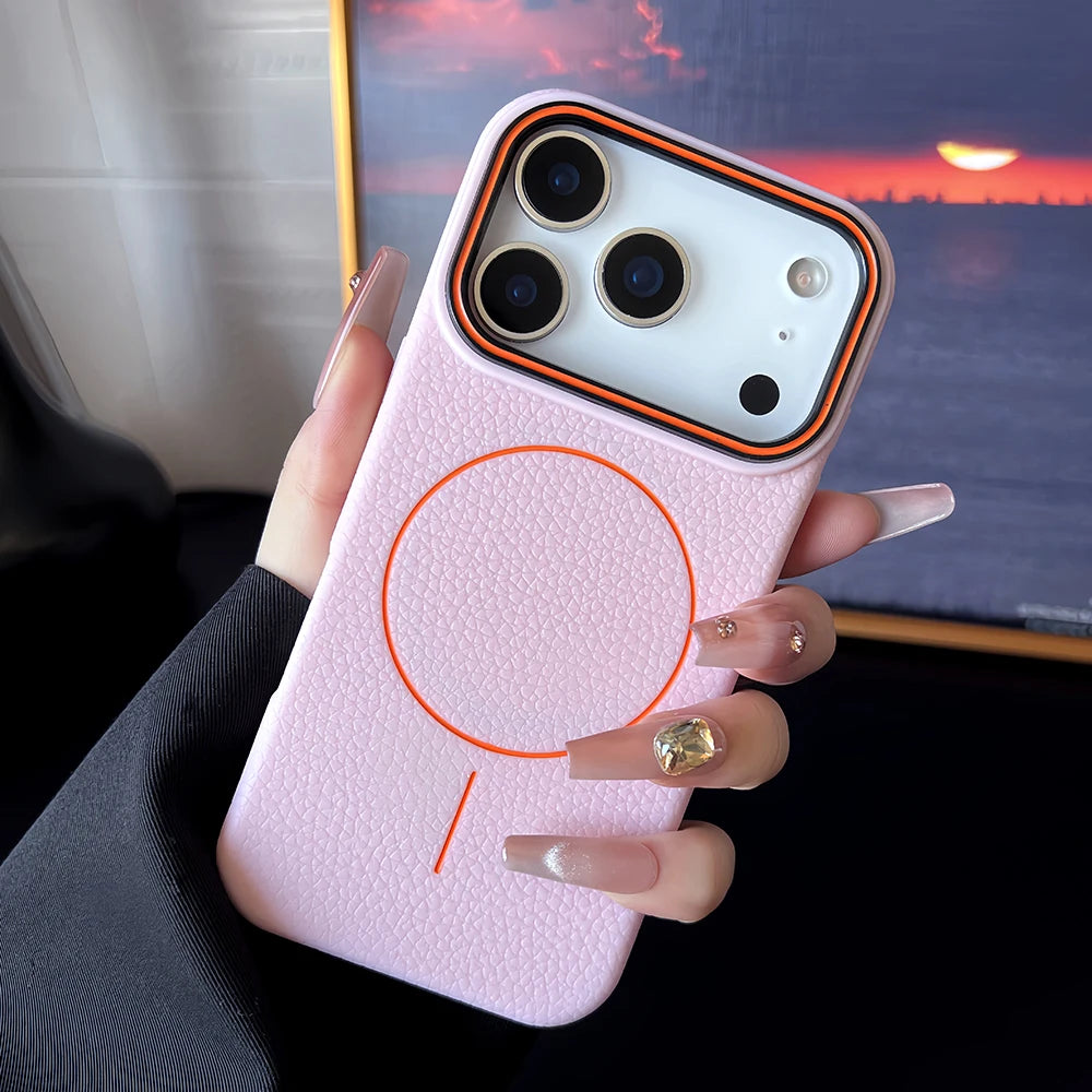 Leather Texture MagSafe Case for iPhone