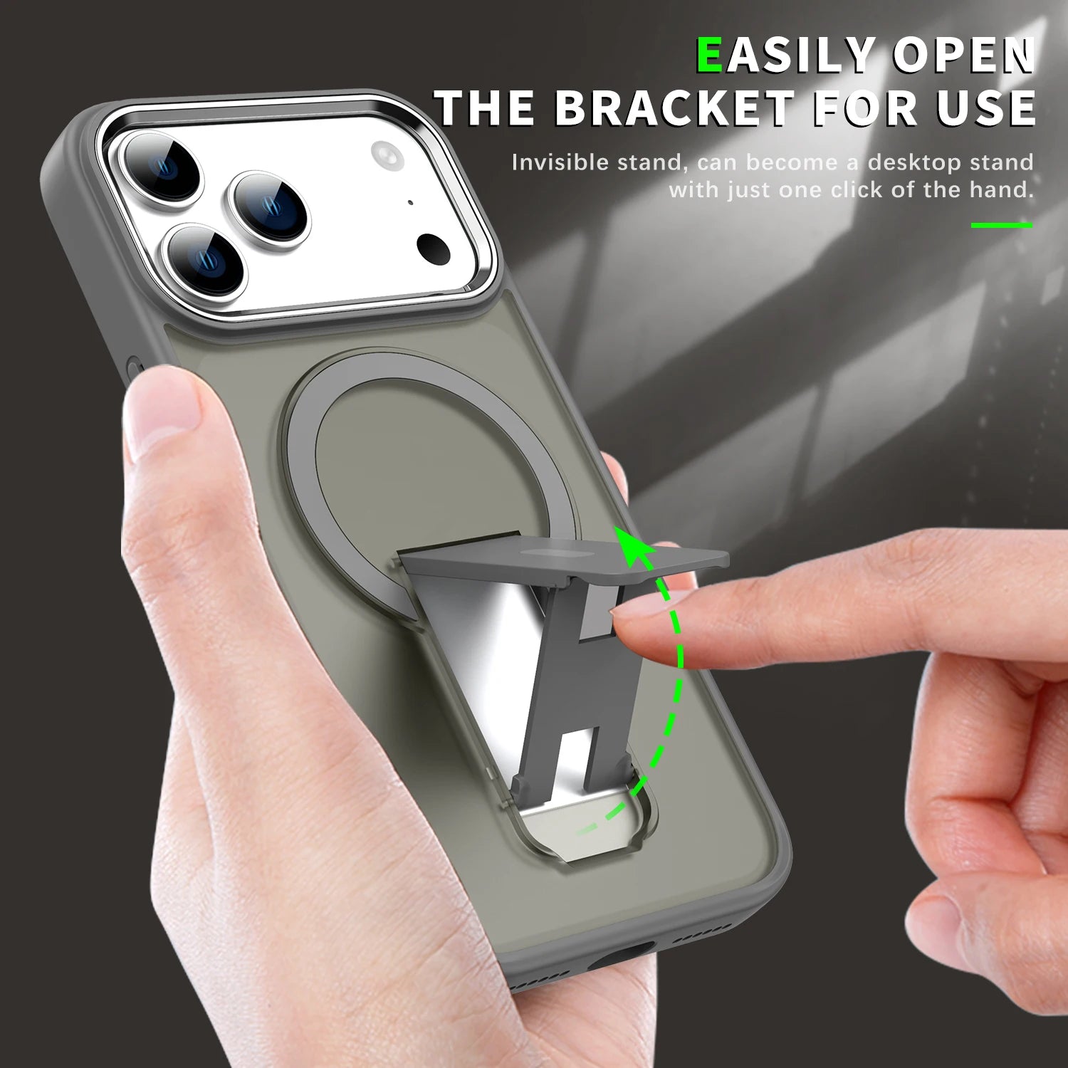 Luxury Folding Stand Matte Magnetic Phone Case for iPhone 17 Air 16 E 15 14 13 12 11 Pro Max Plus for Magsafe Shockproof Cover