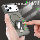 Luxury Folding Stand Matte Magnetic Phone Case for iPhone 17 Air 16 E 15 14 13 12 11 Pro Max Plus for Magsafe Shockproof Cover