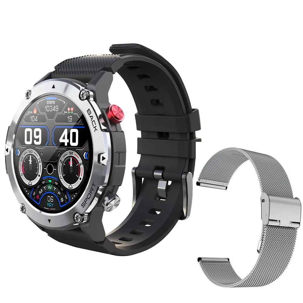 Military C21 Smart Watch Men Bluetooth Call Fitness Tracker 5ATM Waterproof Sport Wrist Smartwatch for iPhone Android Phone 2024