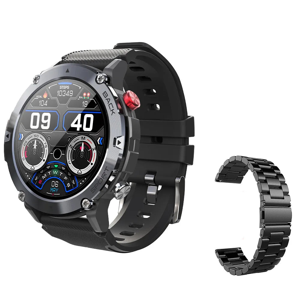 Military C21 Smart Watch Men Bluetooth Call Fitness Tracker 5ATM Waterproof Sport Wrist Smartwatch for iPhone Android Phone 2024