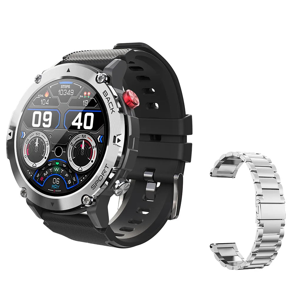 Military C21 Smart Watch Men Bluetooth Call Fitness Tracker 5ATM Waterproof Sport Wrist Smartwatch for iPhone Android Phone 2024