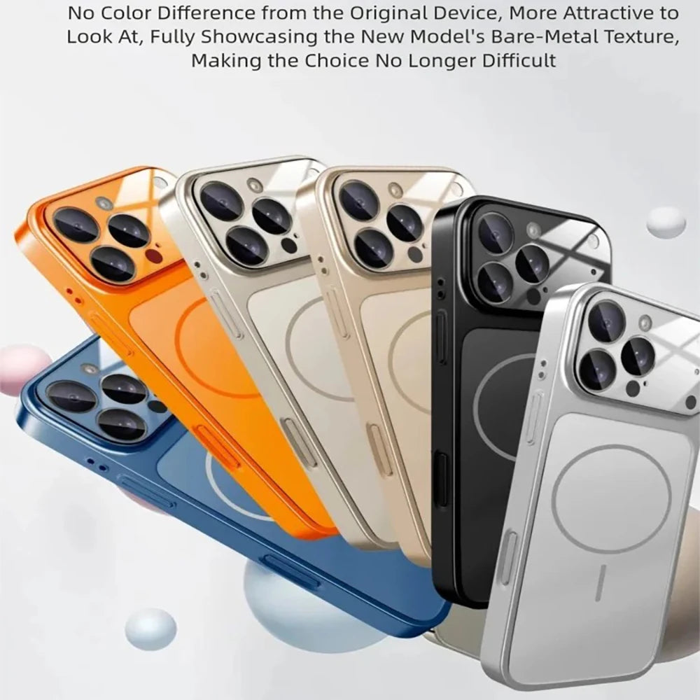 Luxury Nano Matte Glass Phone Case For iPhone 17 Air 16 15 14 13 Pro Max For Magsafe Magnetic Wireless Charging Armor Cover
