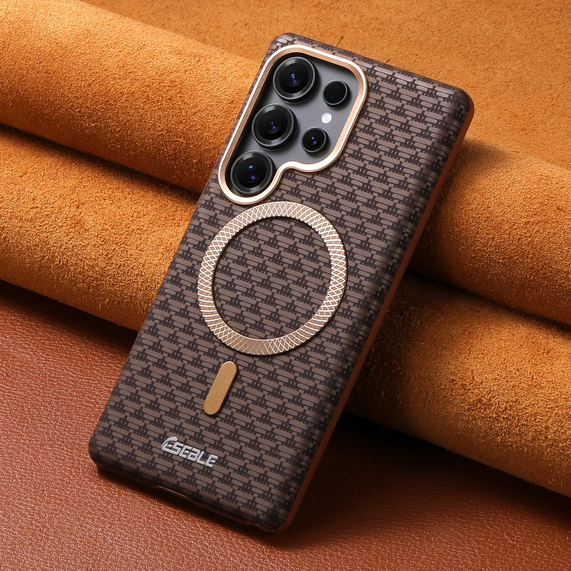 Luxury Magnetic Leather Magsafe Phone Case For Samsung Galaxy S25 S24 Ultra Plus Wireless Charging Alloy Lens Shockproof Cover