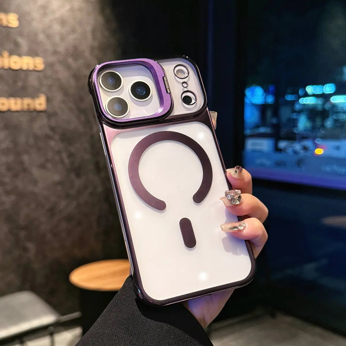 Invisible Magnetic Stand Clear Case for iPhone (13–17 Series)