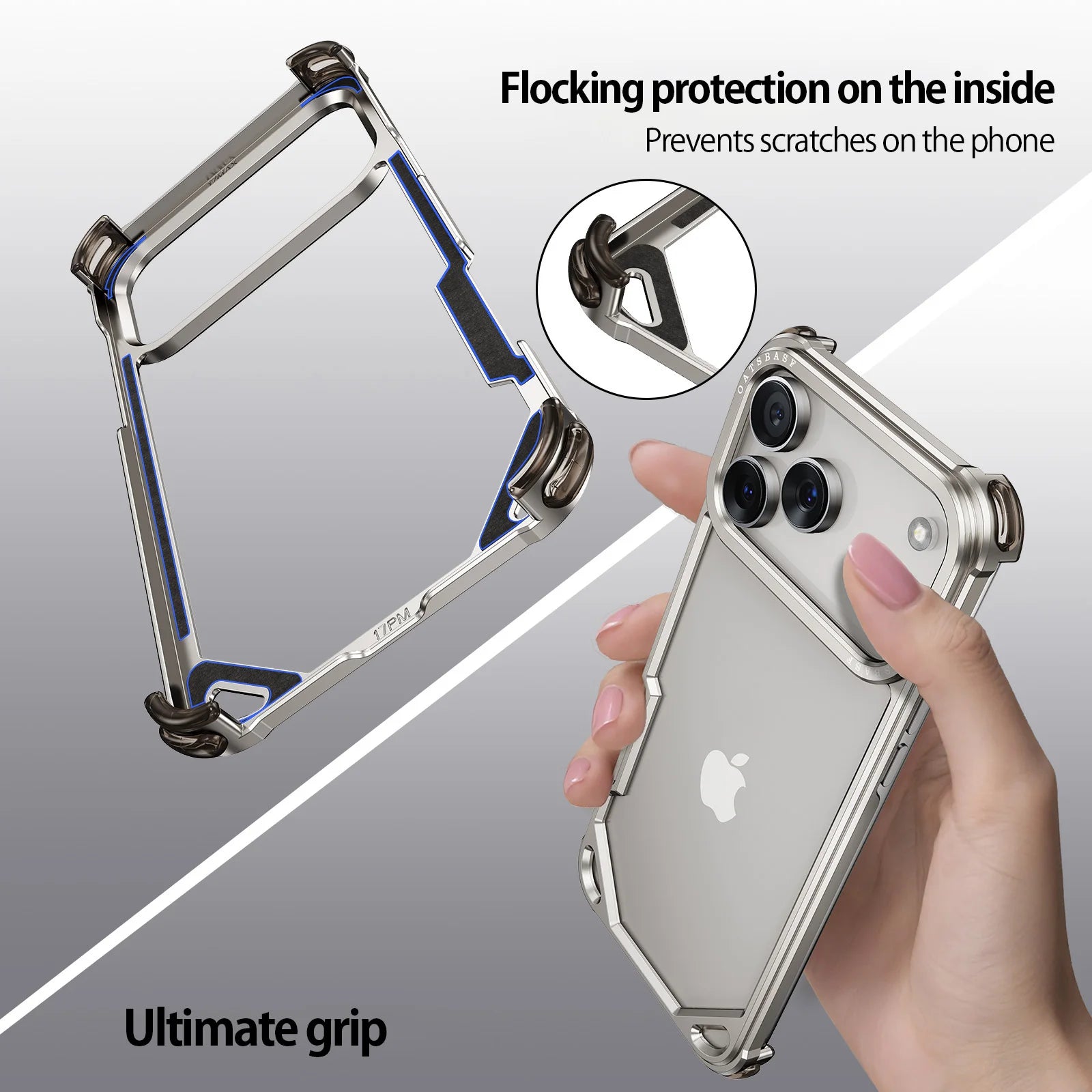Oatsbasf Metal Phone Case for iPhone 17 Pro/Pro Max/17 Air Case Minimalist Support Wireless Charging Ultra-thin Protecitve Case