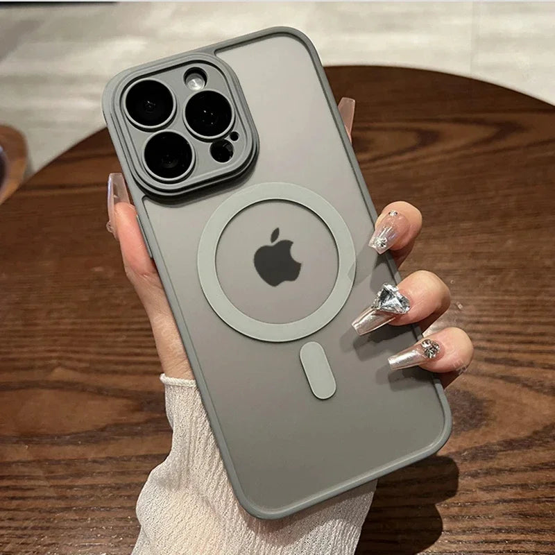 Matte Translucent Magnetic Case For IPhone 17 Air 16 14 13 15 12 11 Pro Max Plus Magsafe Wireless Charge Armor Shockproof Cover