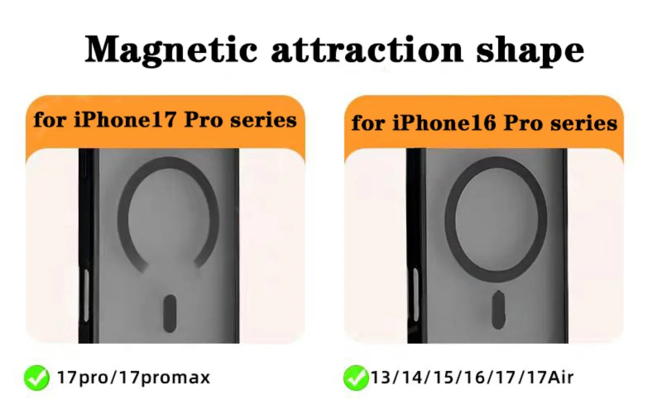 Transparent for Magsafe Phone Case for iPhone 17 Pro Max Air 16 15 14 13 12 11 Plus Compatible Orange 17 Air Hard Acrylic Cover