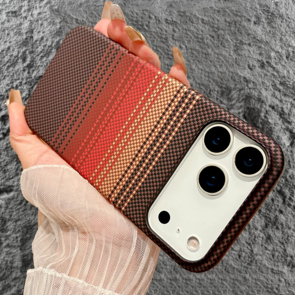 Matte Carbon Fibre for Magsafe Case for iPhone 17 Air 16 15 14 Plus 13 12 Pro Max 17Pro Wireless Charge Skin Glossy Armor Cover