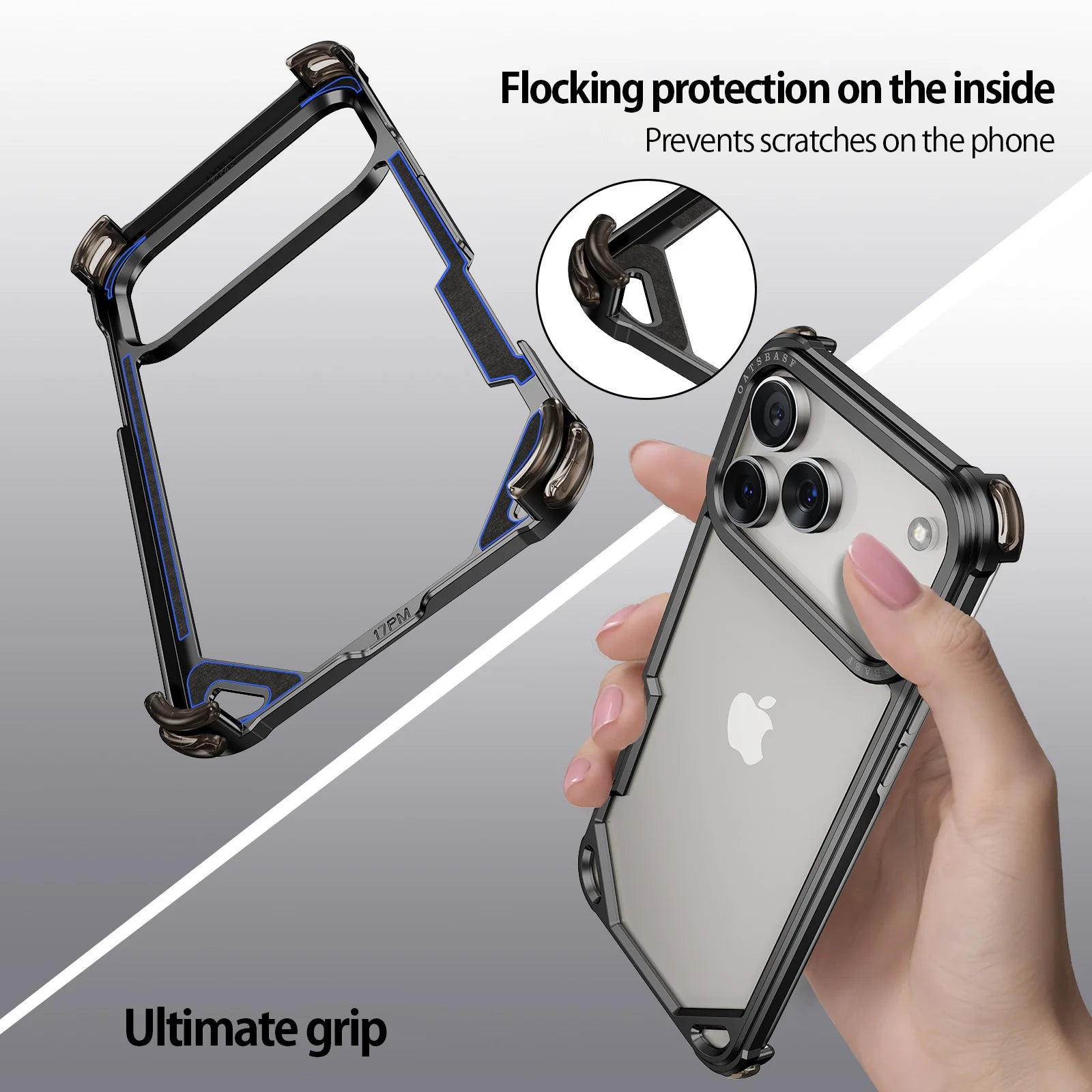 Oatsbasf Metal Phone Case for iPhone 17 Pro/Pro Max/17 Air Case Minimalist Support Wireless Charging Ultra-thin Protecitve Case