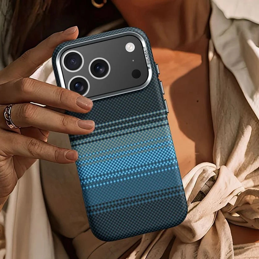 Business Carbon Fiber Inside Magsafe Case for iPhone 17 Pro Max 17Pro Metal Lens Protect Hard Armor Cover for iPhone 16 Pro Max