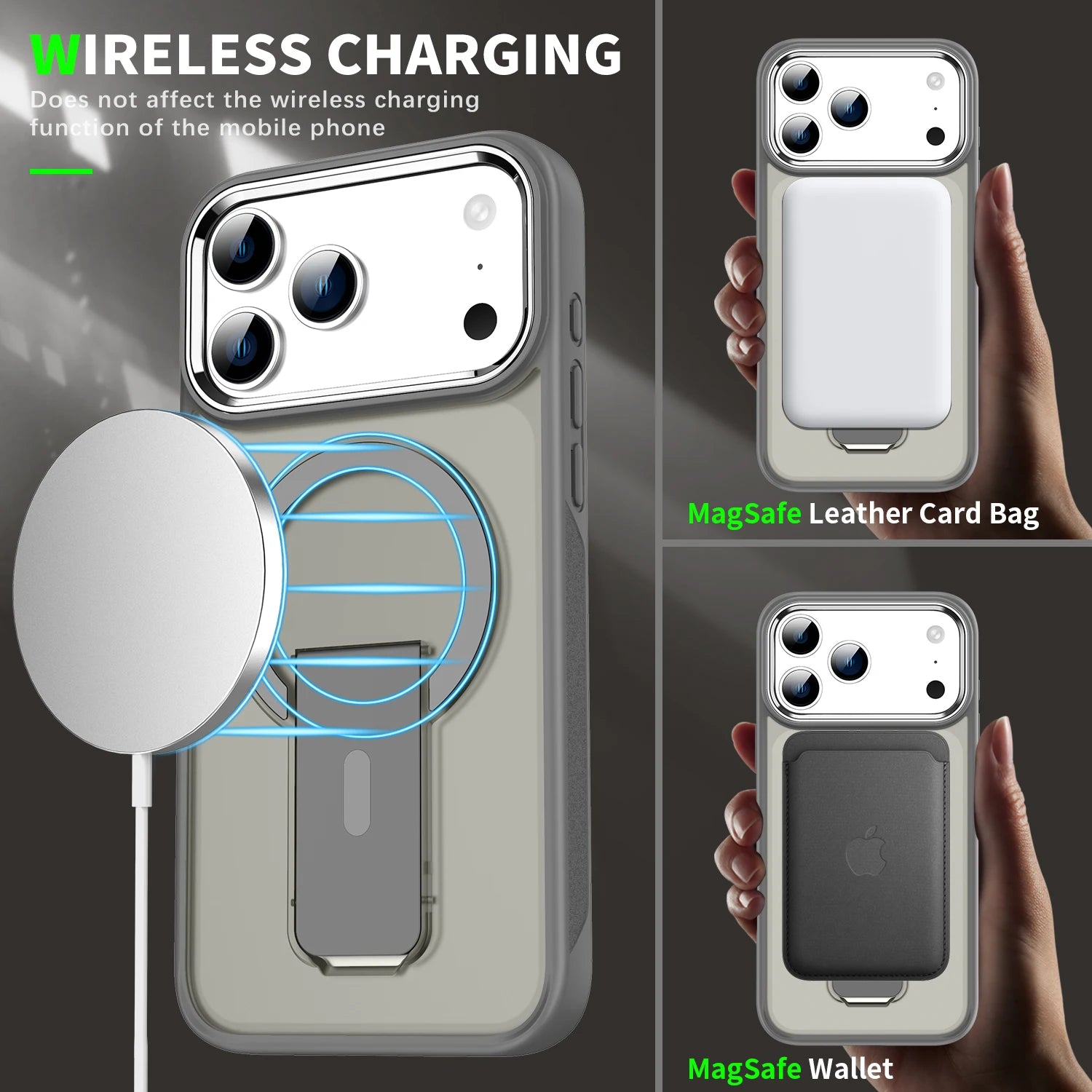 Luxury Folding Stand Matte Magnetic Phone Case for iPhone 17 Air 16 E 15 14 13 12 11 Pro Max Plus for Magsafe Shockproof Cover