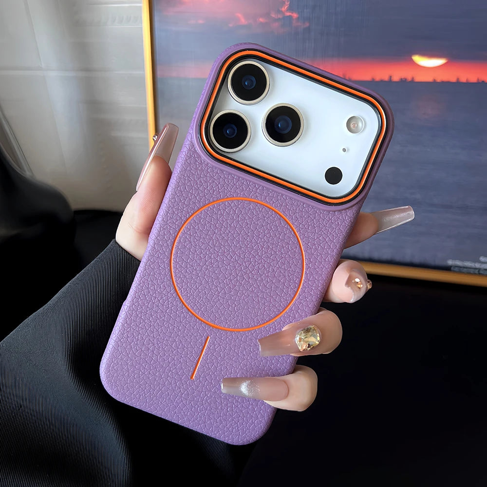 Leather Texture MagSafe Case for iPhone